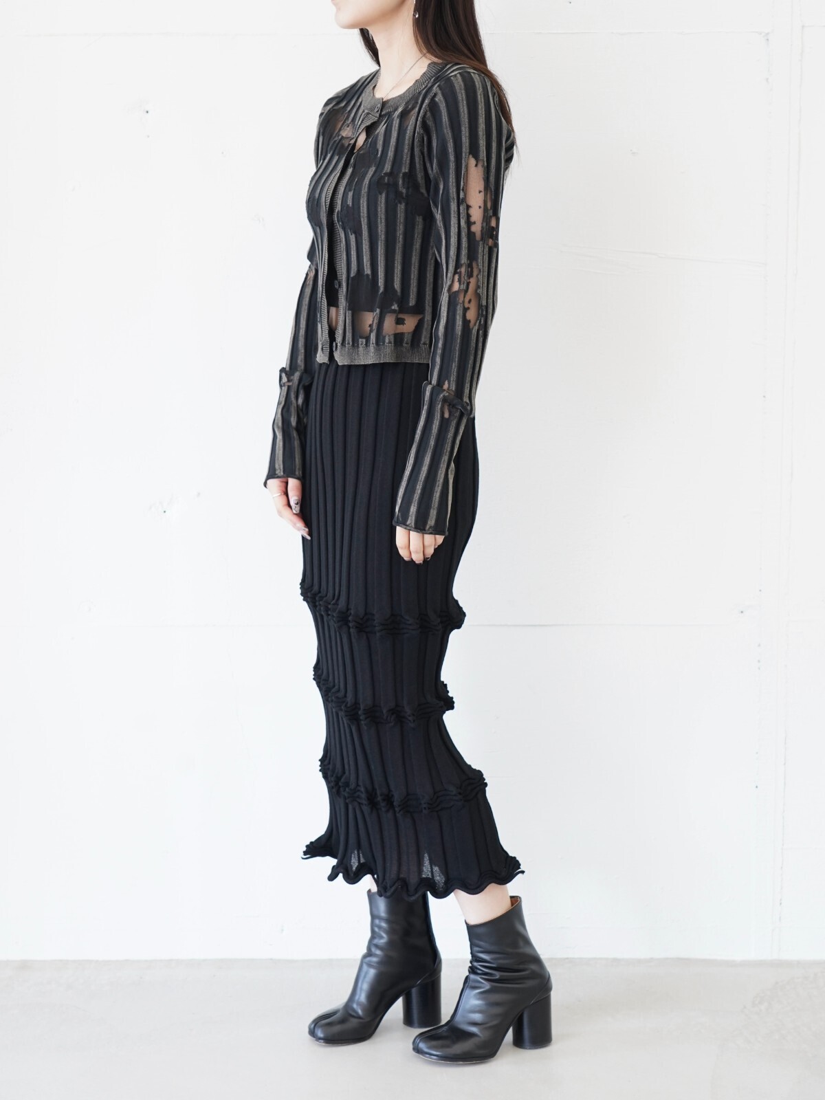 オープン セサミ クラブ レディース シアーリップドガーディガン 画像7