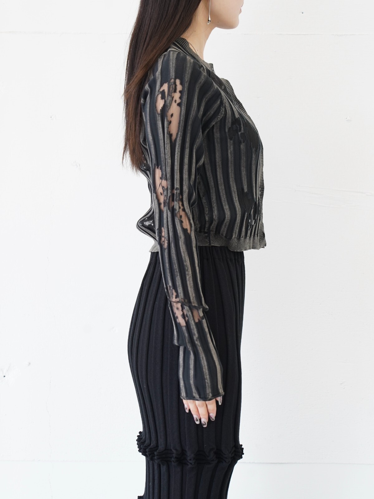 オープン セサミ クラブ レディース シアーリップドガーディガン 画像9