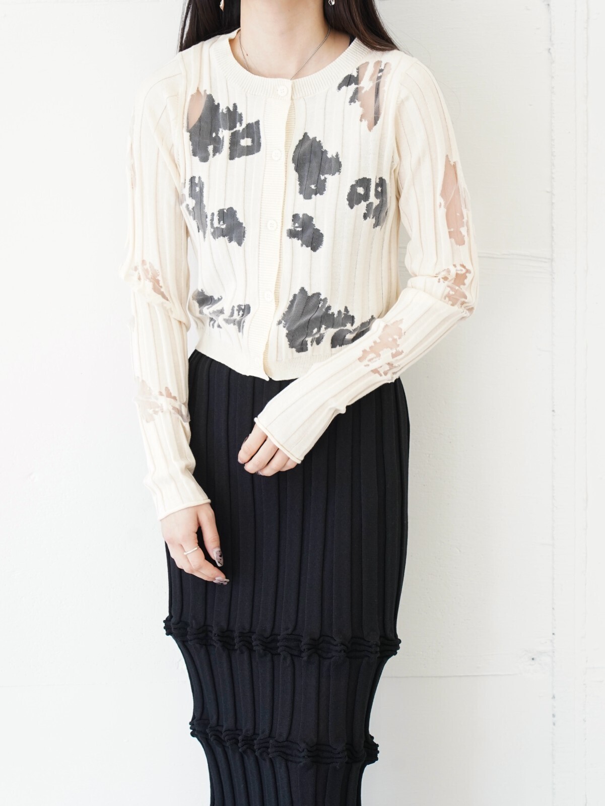 オープン セサミ クラブ レディース シアーリップドガーディガン 画像19