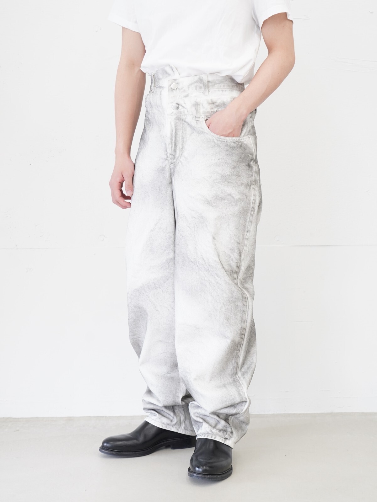 OPEN SESAME CLUB 女士 & 男士 spray dyeingasymmetry denim 图片16