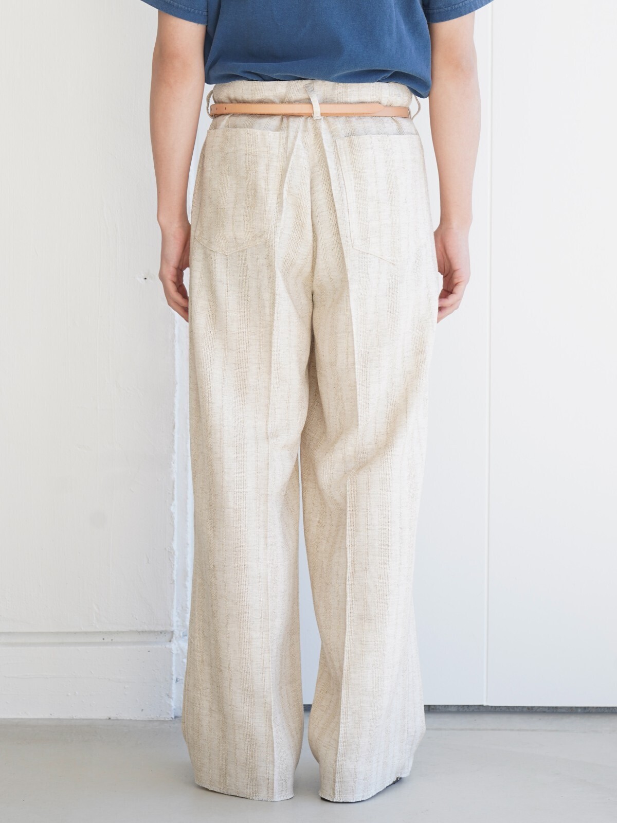 saby 男士 JACQUARD LINEN STRIPE TUCK-BAGGY - Bishu Japan - 圖片3