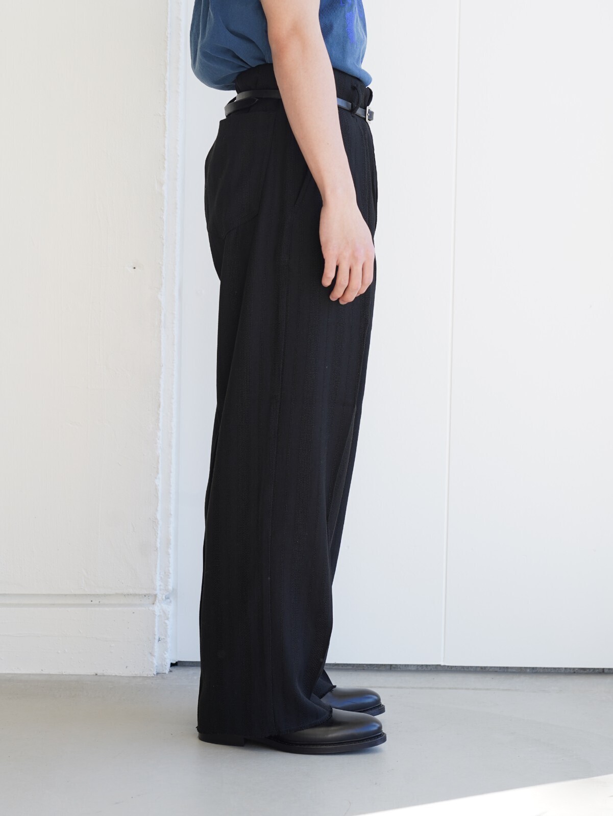 saby 男士 JACQUARD LINEN STRIPE TUCK-BAGGY - Bishu Japan - 圖片12