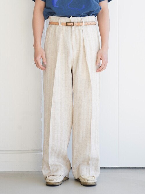 JACQUARD LINEN STRIPE TUCK-BAGGY - Bishu Japan -｜saby MENS