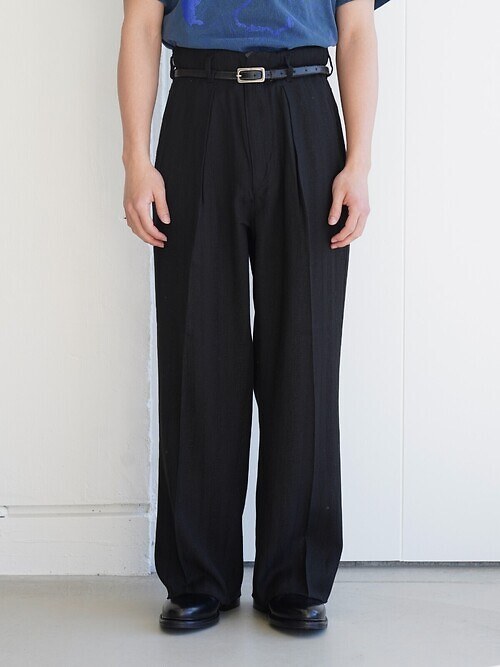 JACQUARD LINEN STRIPE TUCK-BAGGY - Bishu Japan -｜saby 男士