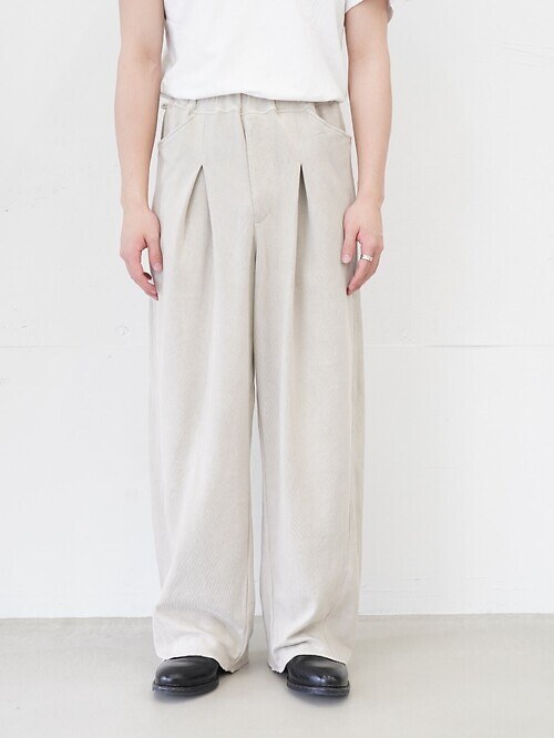 PIQUE TUCK EASY PANTS - Stone Wash -｜saby MENS