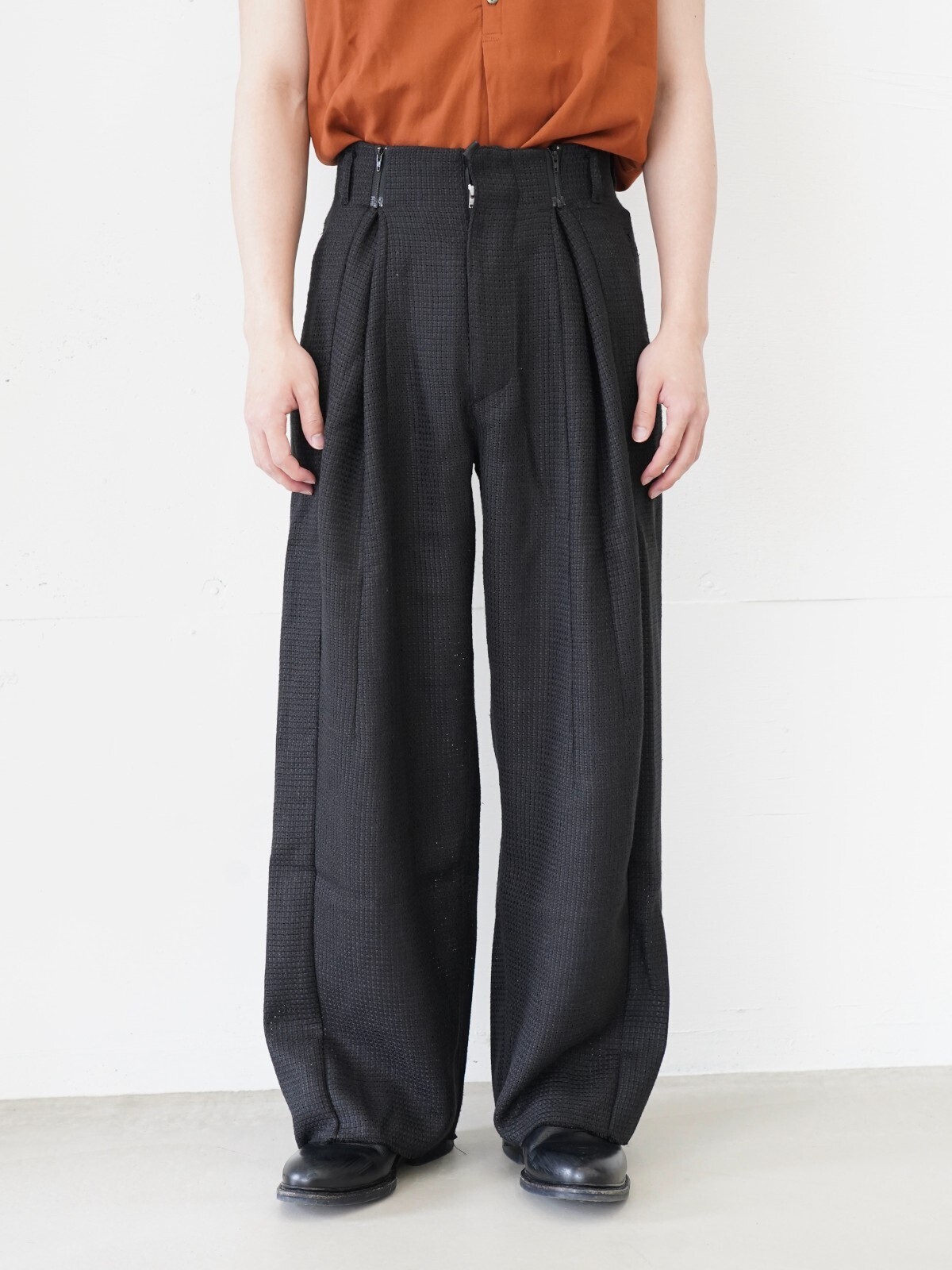 saby 男士 RAP PANTS TYPE TUCK BAGGY - Rayon Linen Mesh Fab - 圖片21