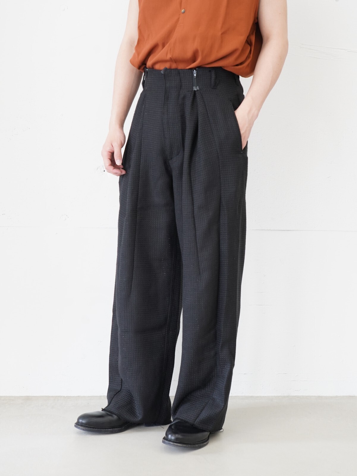 saby 男士 RAP PANTS TYPE TUCK BAGGY - Rayon Linen Mesh Fab - 圖片24