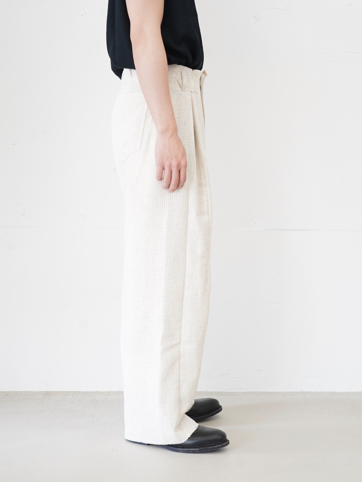 saby 男士 RAP PANTS TYPE TUCK BAGGY - Rayon Linen Mesh Fab - 圖片2