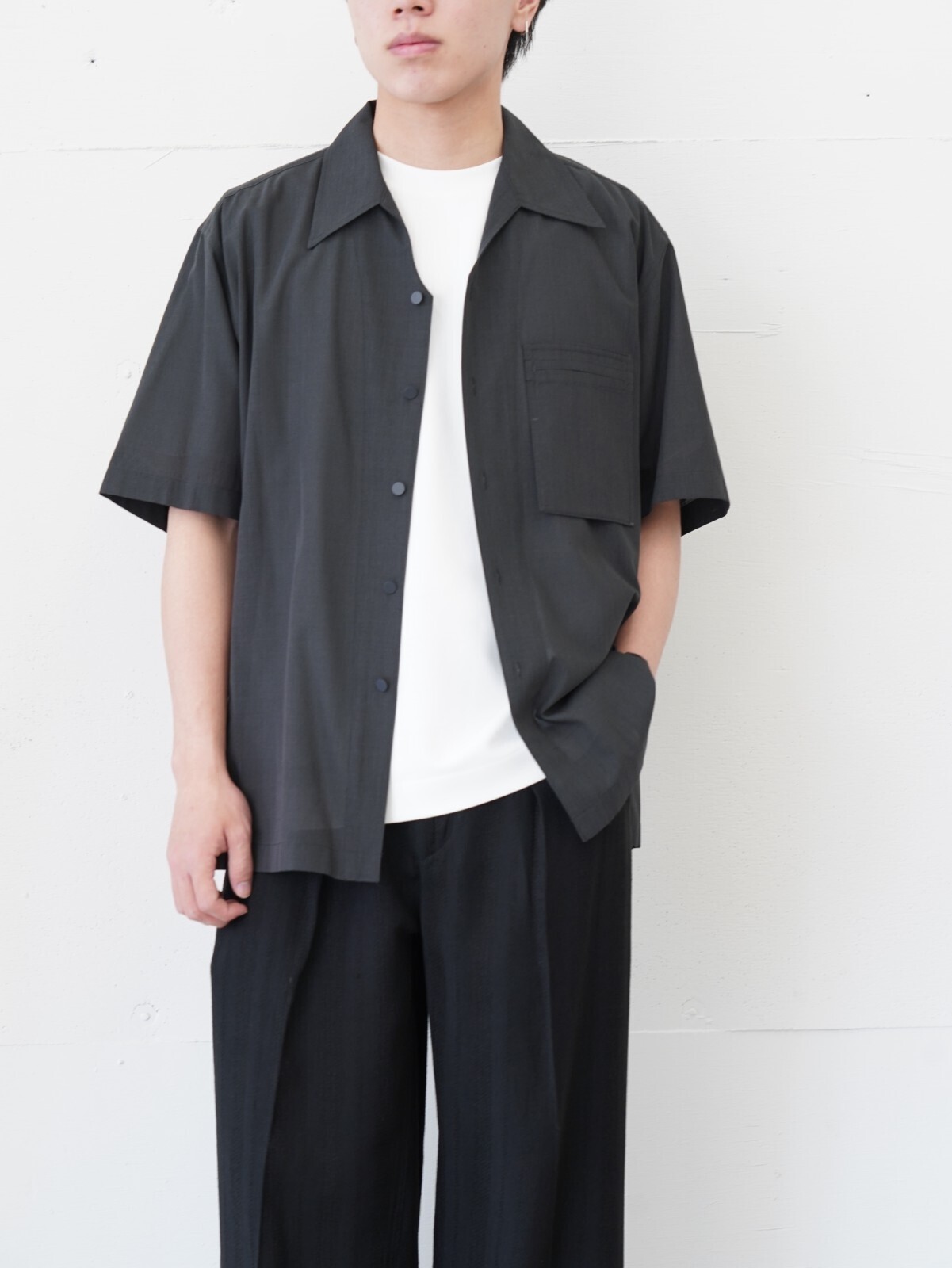 IRENISA 남성 OPEN COLLAR SHORT-SLEEVED SHIRT 이미지15