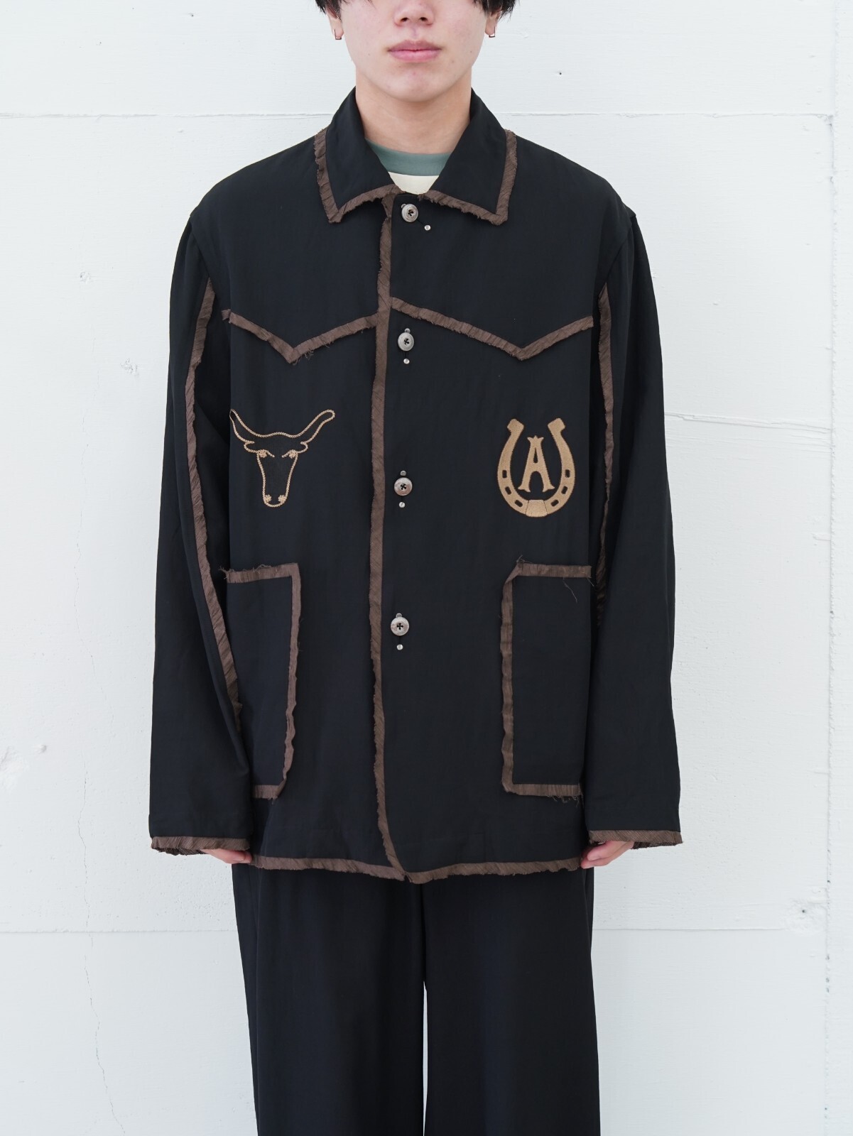 ANTHEM A WOMENS & MENS WOOL RAYON TROPICAL EMBROIDERY JACKET IMAGE1