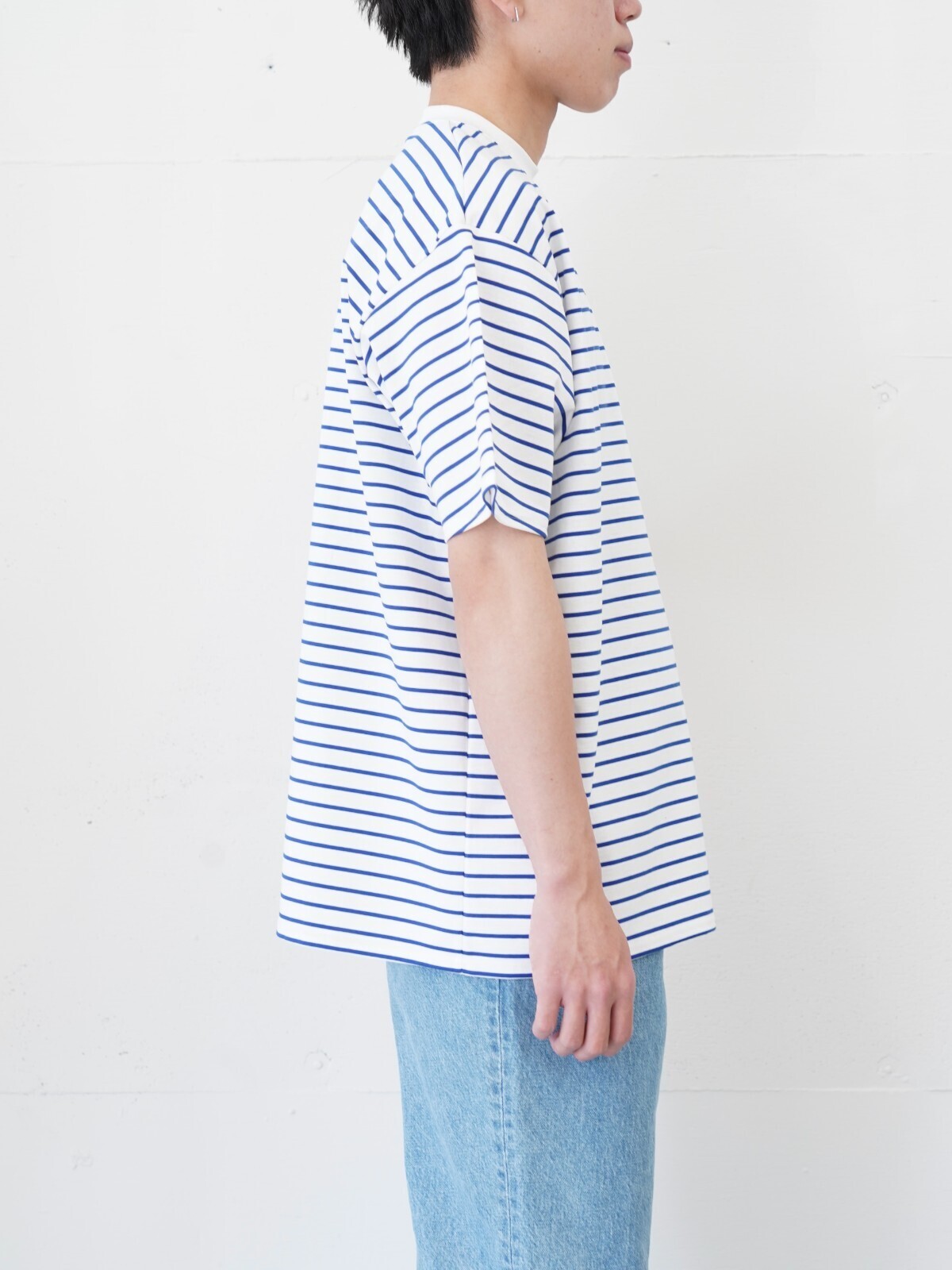 FUJI MENS SUPIMA COTTON BORDER S/S T-SHIRTS IMAGE2