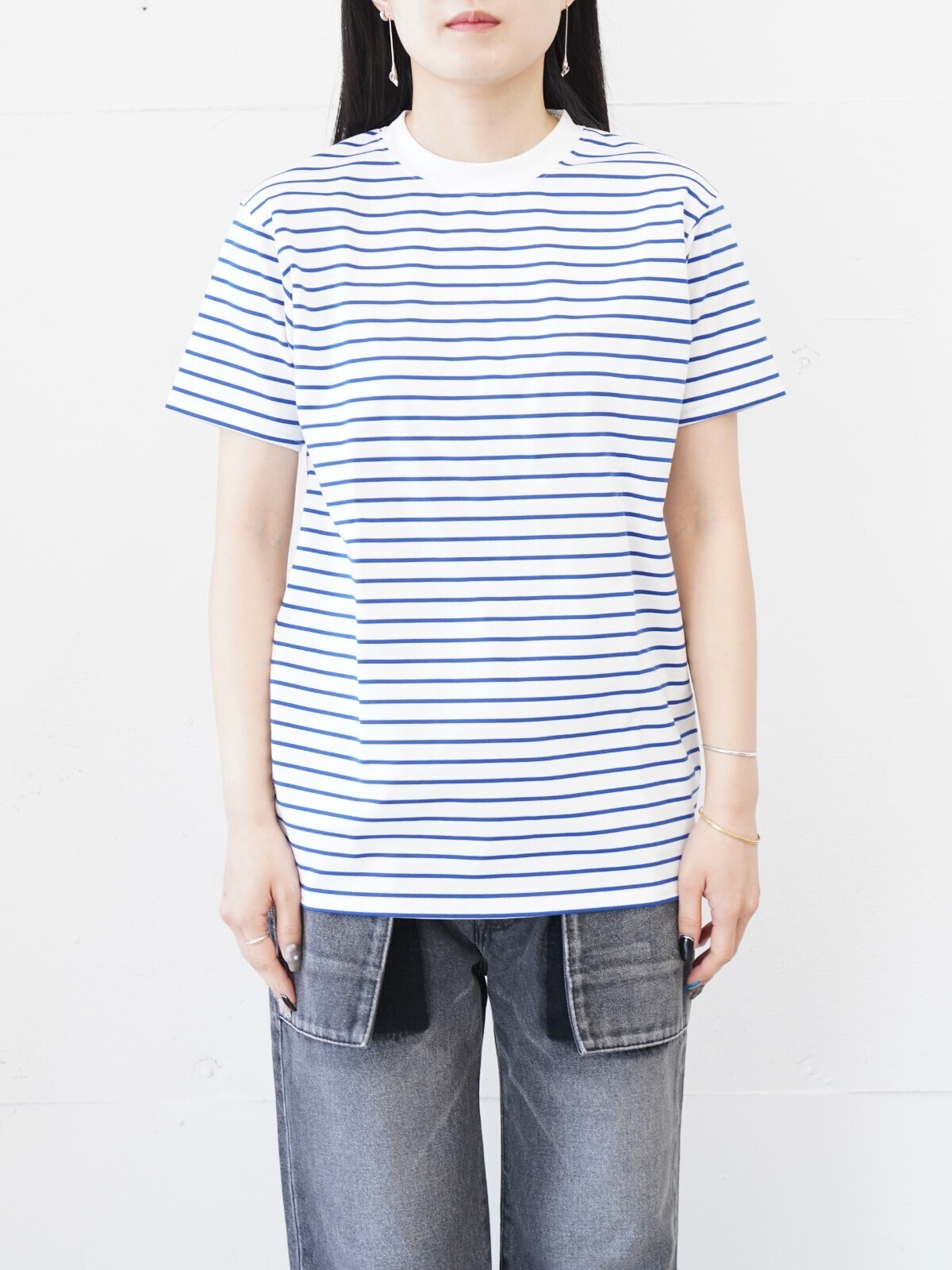 FUJI WOMENS SUPIMA COTTON BORDER S/S T-SHIRTS (femme) IMAGE1