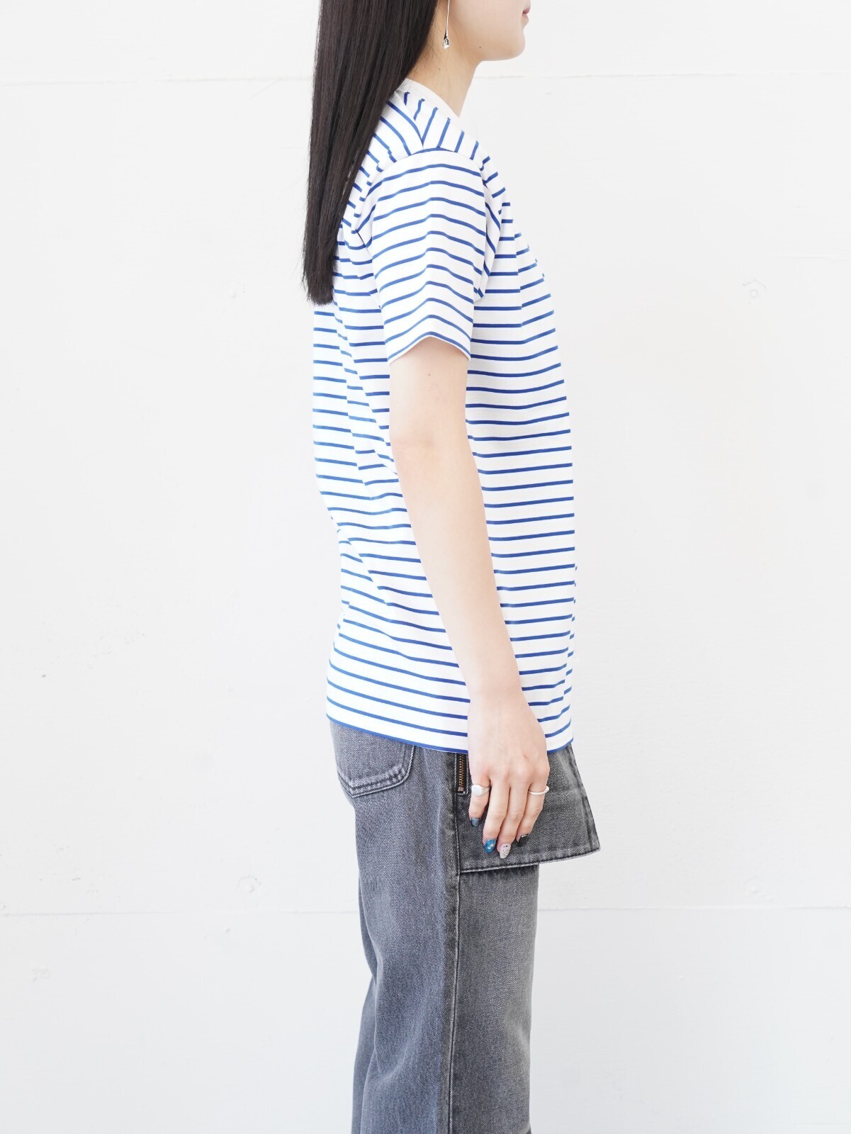 FUJI WOMENS SUPIMA COTTON BORDER S/S T-SHIRTS (femme) IMAGE2