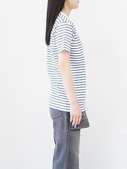 FUJI WOMENS SUPIMA COTTON BORDER S/S T-SHIRTS (femme) IMAGE6