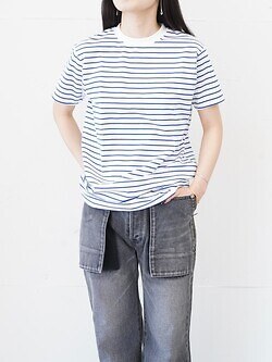 FUJI WOMENS SUPIMA COTTON BORDER S/S T-SHIRTS (femme) IMAGE8