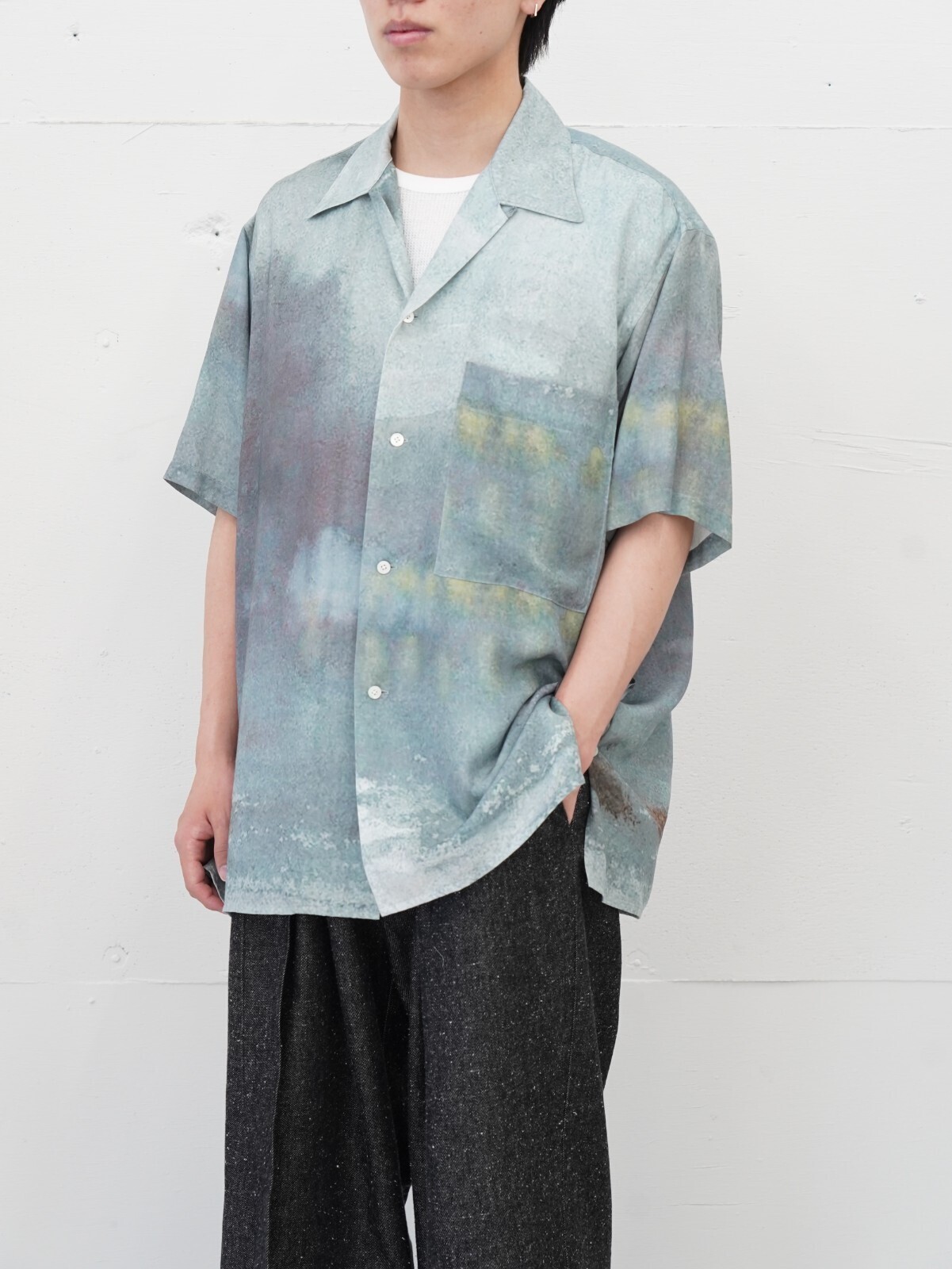YOKE 여성 & 남성 LANDSCAPE PRINTED OPEN COLLAR SHIRT 이미지14