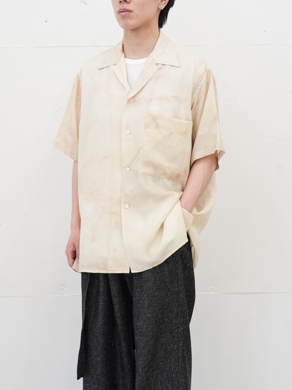 YOKE 여성 & 남성 LANDSCAPE PRINTED OPEN COLLAR SHIRT 이미지4