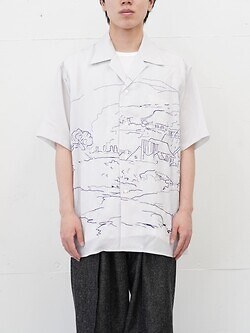 YOKE MENS EMBROIDERY OPEN COLLAR SHIRT IMAGE6