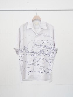 YOKE MENS EMBROIDERY OPEN COLLAR SHIRT IMAGE2