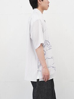 YOKE MENS EMBROIDERY OPEN COLLAR SHIRT IMAGE7