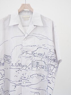 YOKE MENS EMBROIDERY OPEN COLLAR SHIRT IMAGE3