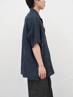 YOKE MENS EMBROIDERY OPEN COLLAR SHIRT IMAGE16