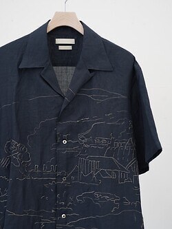 YOKE MENS EMBROIDERY OPEN COLLAR SHIRT IMAGE12