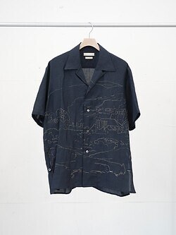 YOKE MENS EMBROIDERY OPEN COLLAR SHIRT IMAGE11