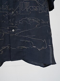 YOKE MENS EMBROIDERY OPEN COLLAR SHIRT IMAGE13