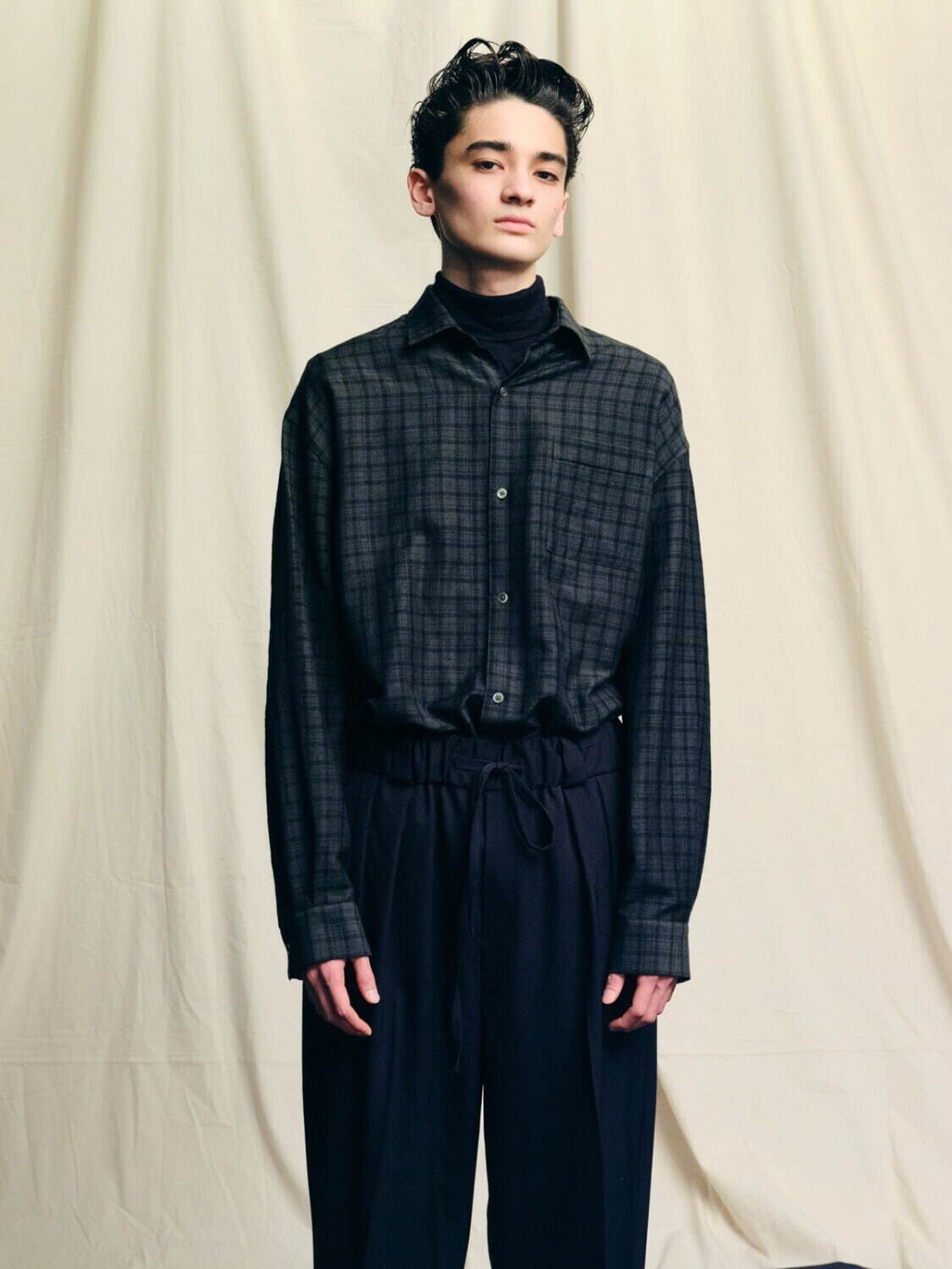 Blanc YM WOMENS & MENS Plaid Wide Shirt IMAGE8