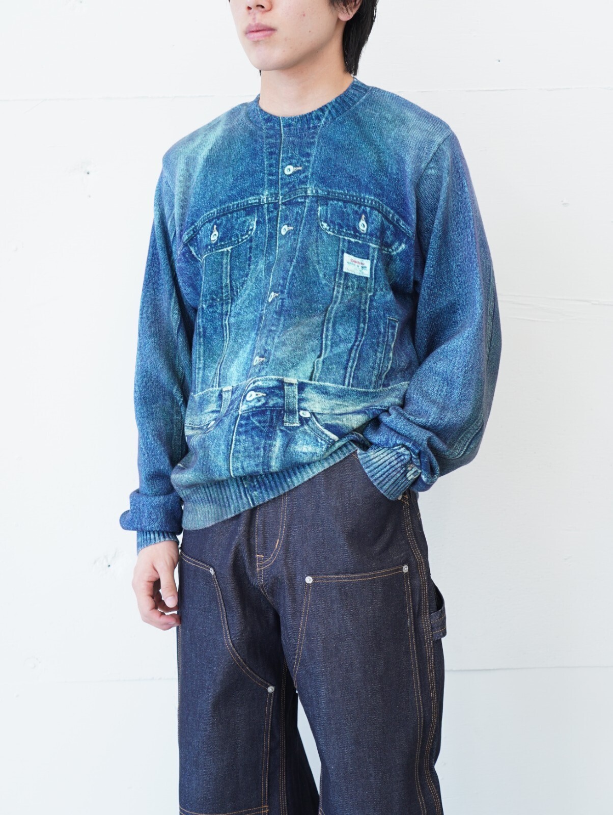 ダイリク メンズ タックインデニム トランスクリプションニット 画像4