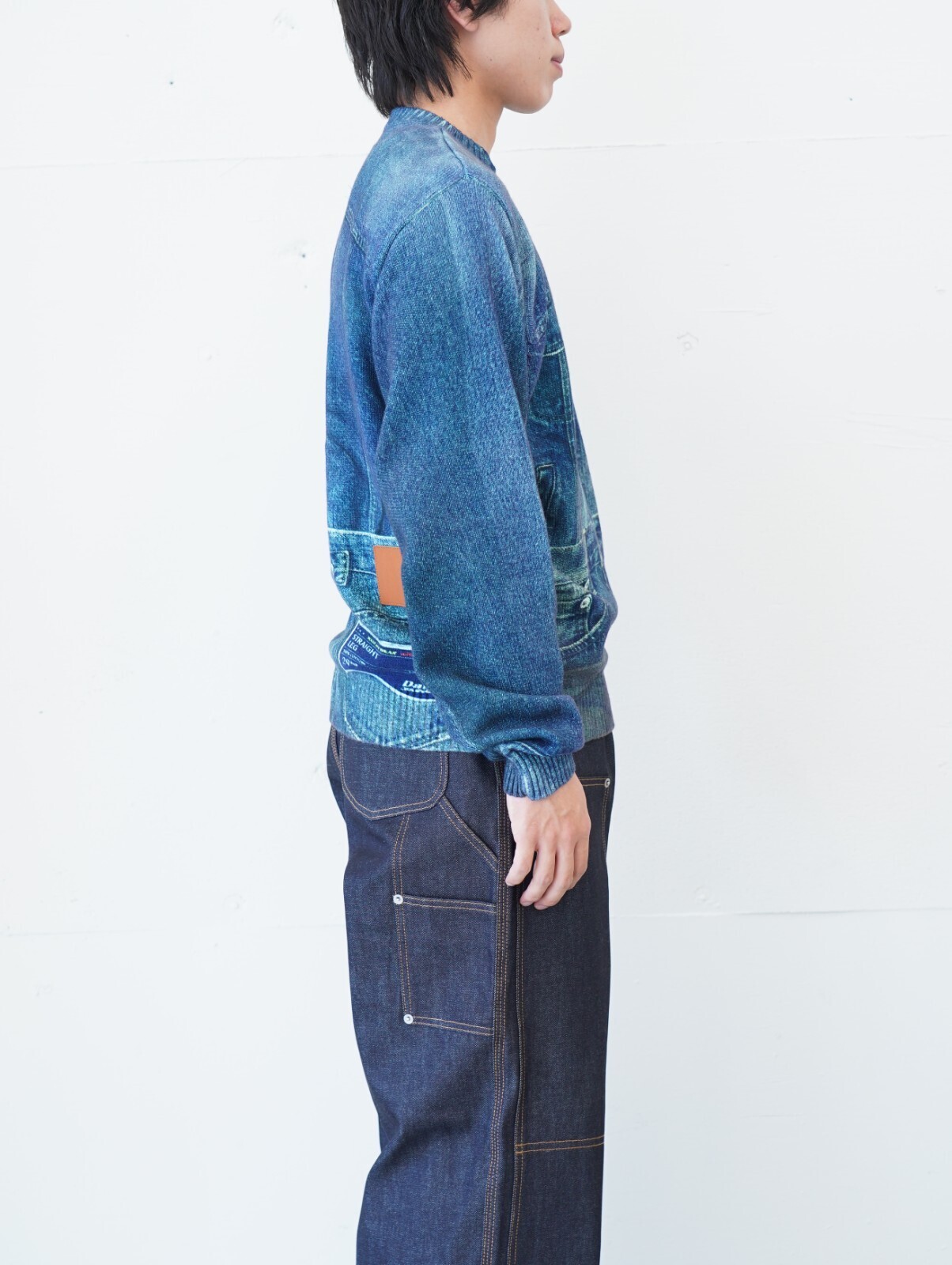 ダイリク メンズ タックインデニム トランスクリプションニット 画像2
