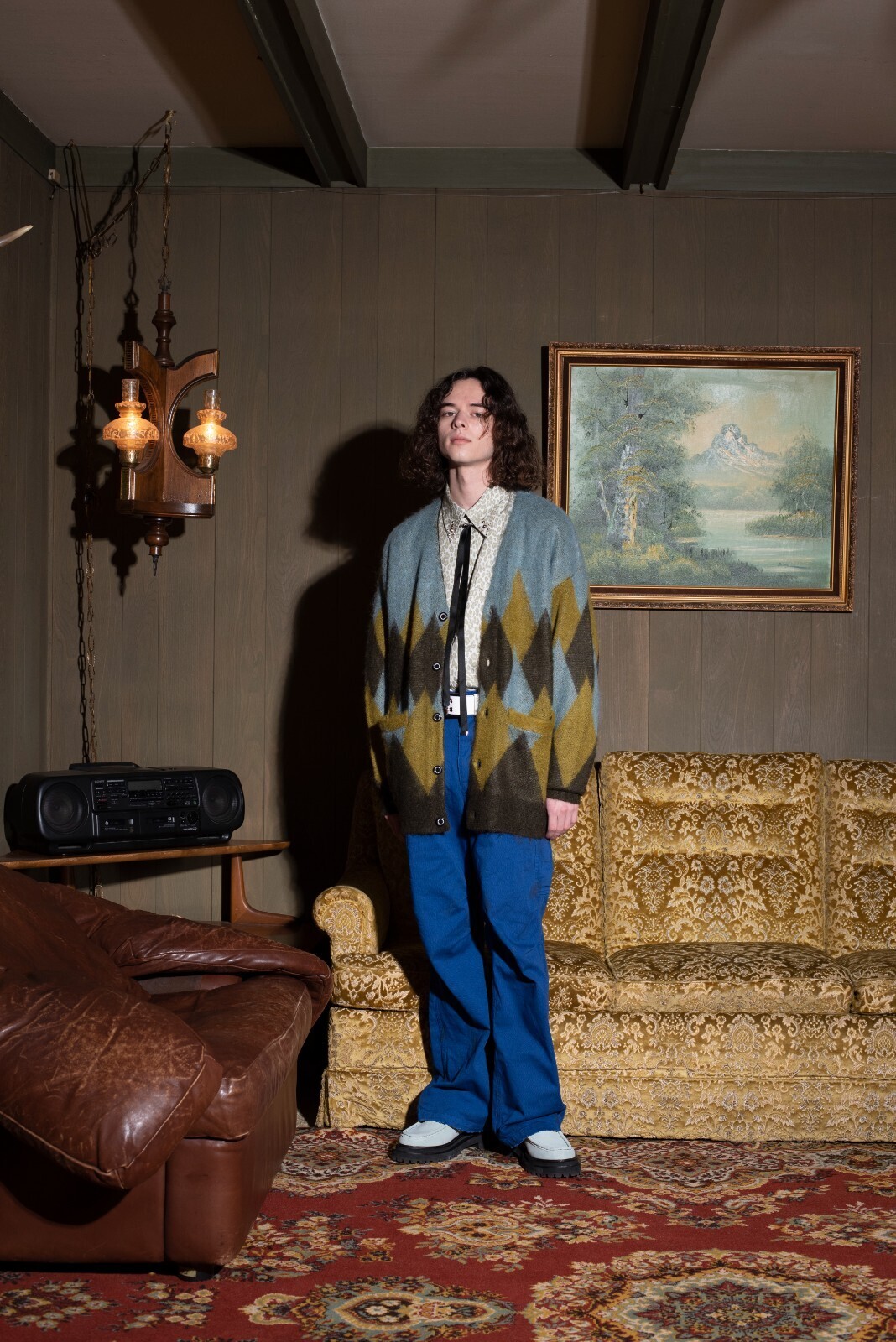 DAIRIKU WOMENS & MENS Argyle Mohair Knit Cardigan IMAGE17