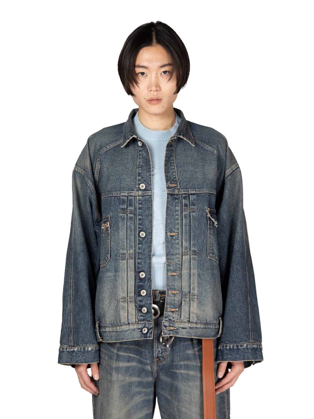 DAIRIKU MENS "Inception" Vintage Washed Denim Jacket IMAGE1