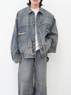DAIRIKU MENS "Inception" Vintage Washed Denim Jacket IMAGE1