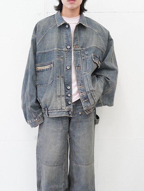 "Inception" Vintage Washed Denim Jacket|DAIRIKU 남성