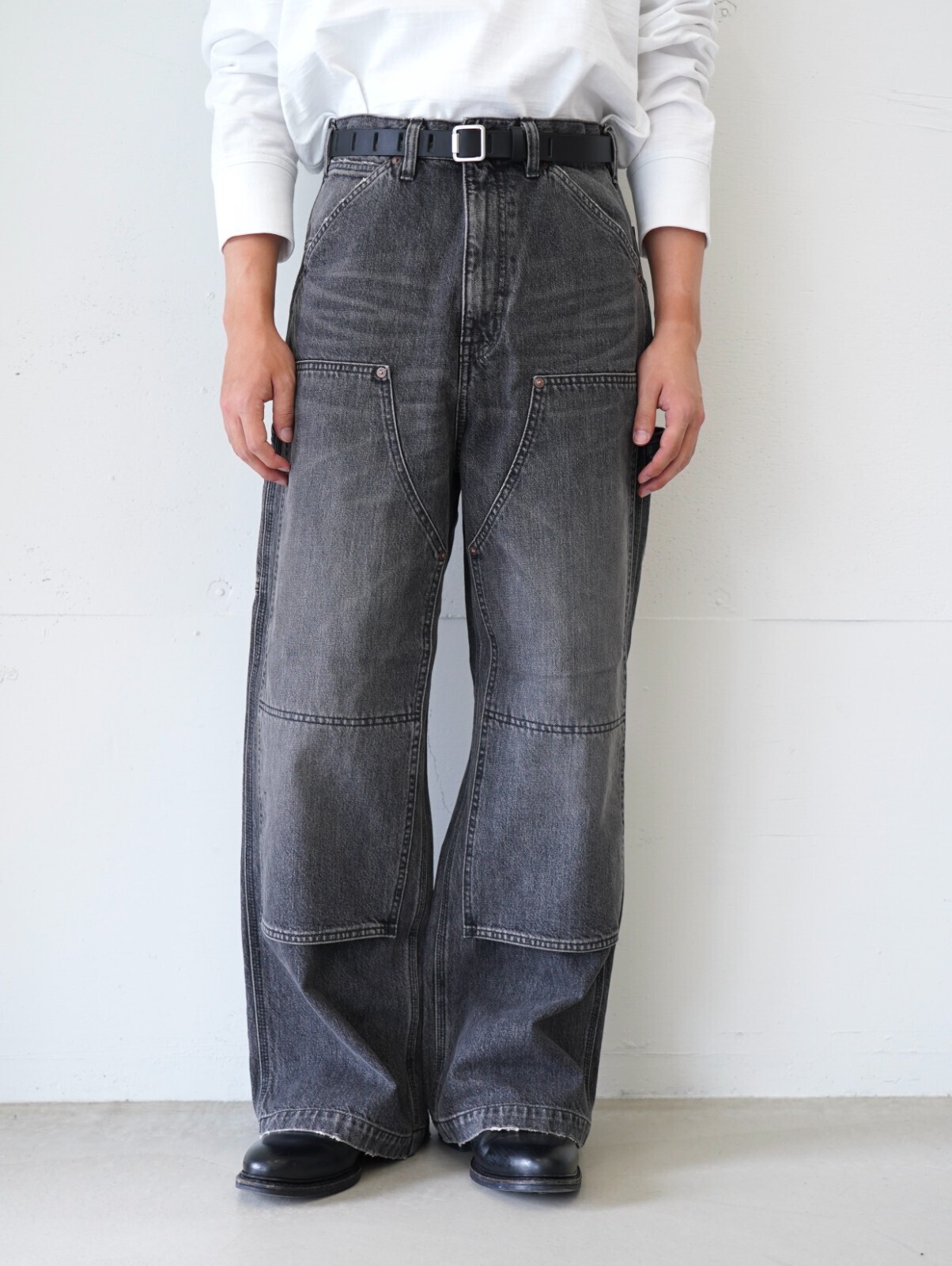 DAIRIKU 남성 Vintage Washed Painter Denim Wide Pants 이미지12