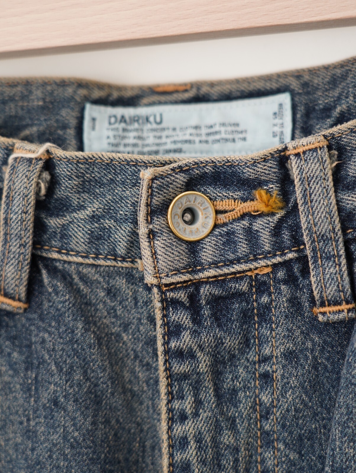 DAIRIKU 남성 Vintage Washed Painter Denim Wide Pants 이미지10