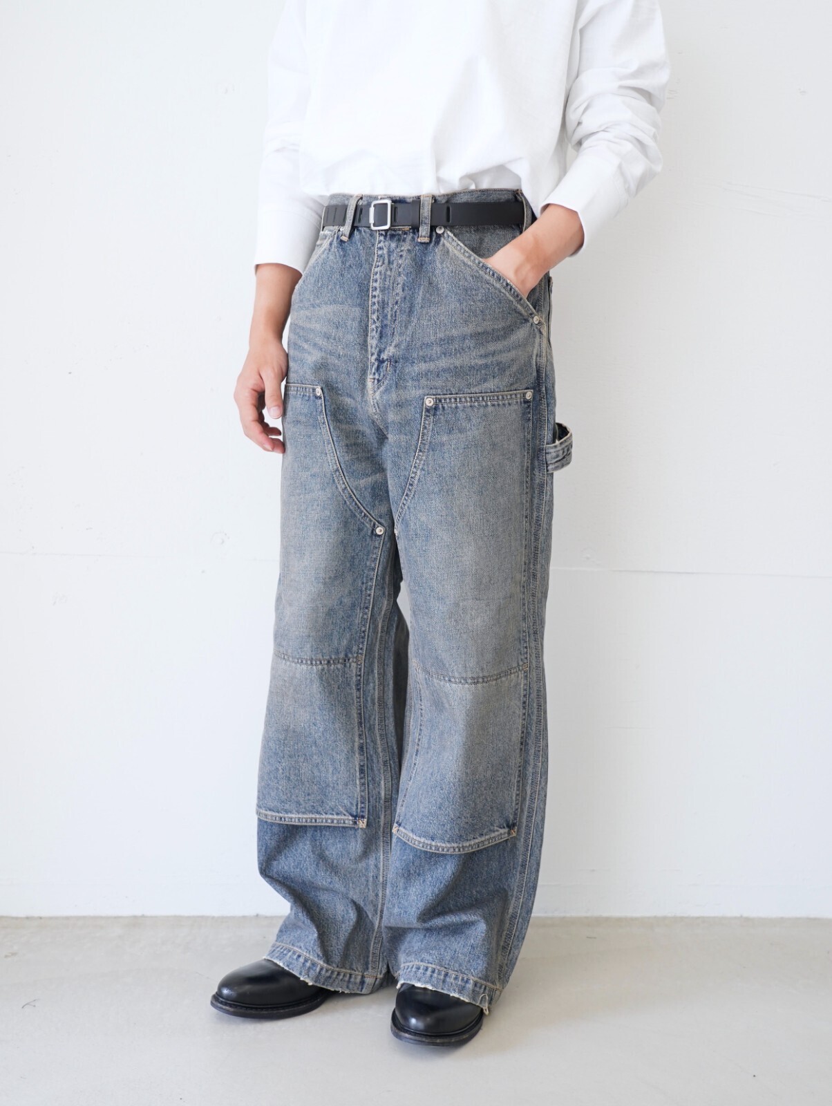 DAIRIKU 남성 Vintage Washed Painter Denim Wide Pants 이미지4
