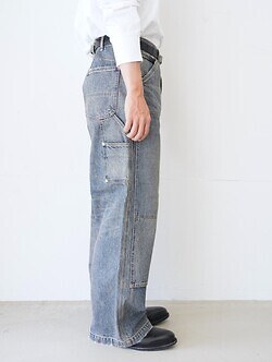 ダイリク メンズ ヴィンテージウォッシュド ペインターデニムワイドパンツ 画像2
