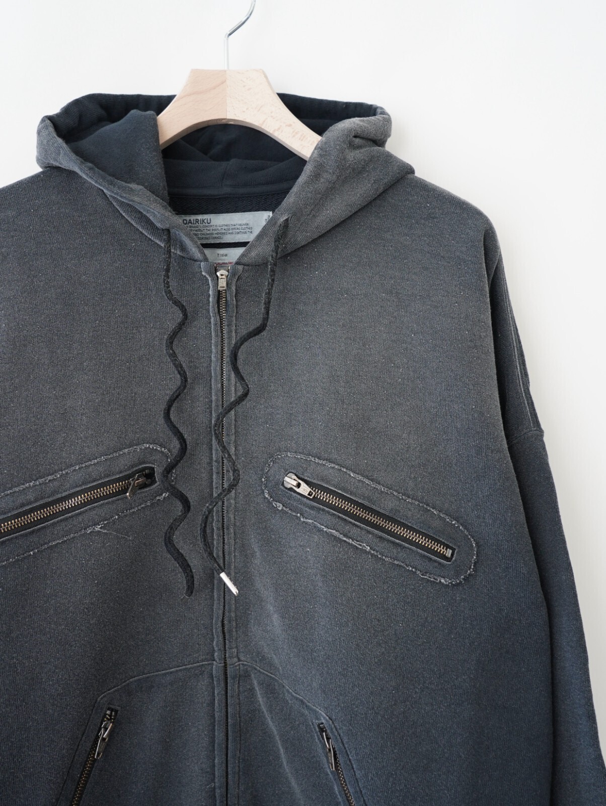 DAIRIKU 남성 5-Zip Vintage Dyed Hoodie 이미지8