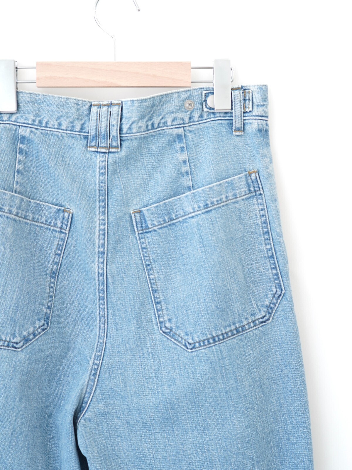 YOKE MENS Vintaged Wash Denim 3pleated Wide-leg Trousers IMAGE12