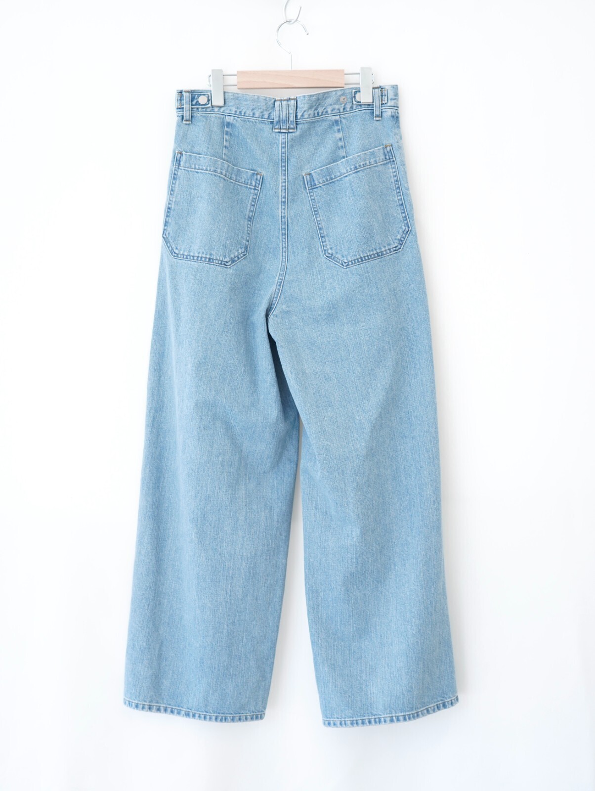 YOKE MENS Vintaged Wash Denim 3pleated Wide-leg Trousers IMAGE11