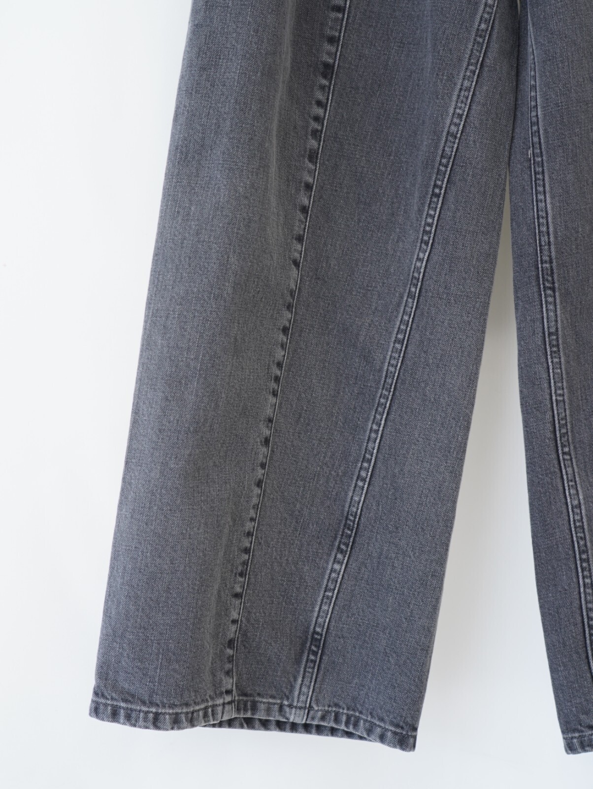 YOKE MENS Vintaged Wash Denim 3pleated Wide-leg Trousers IMAGE20