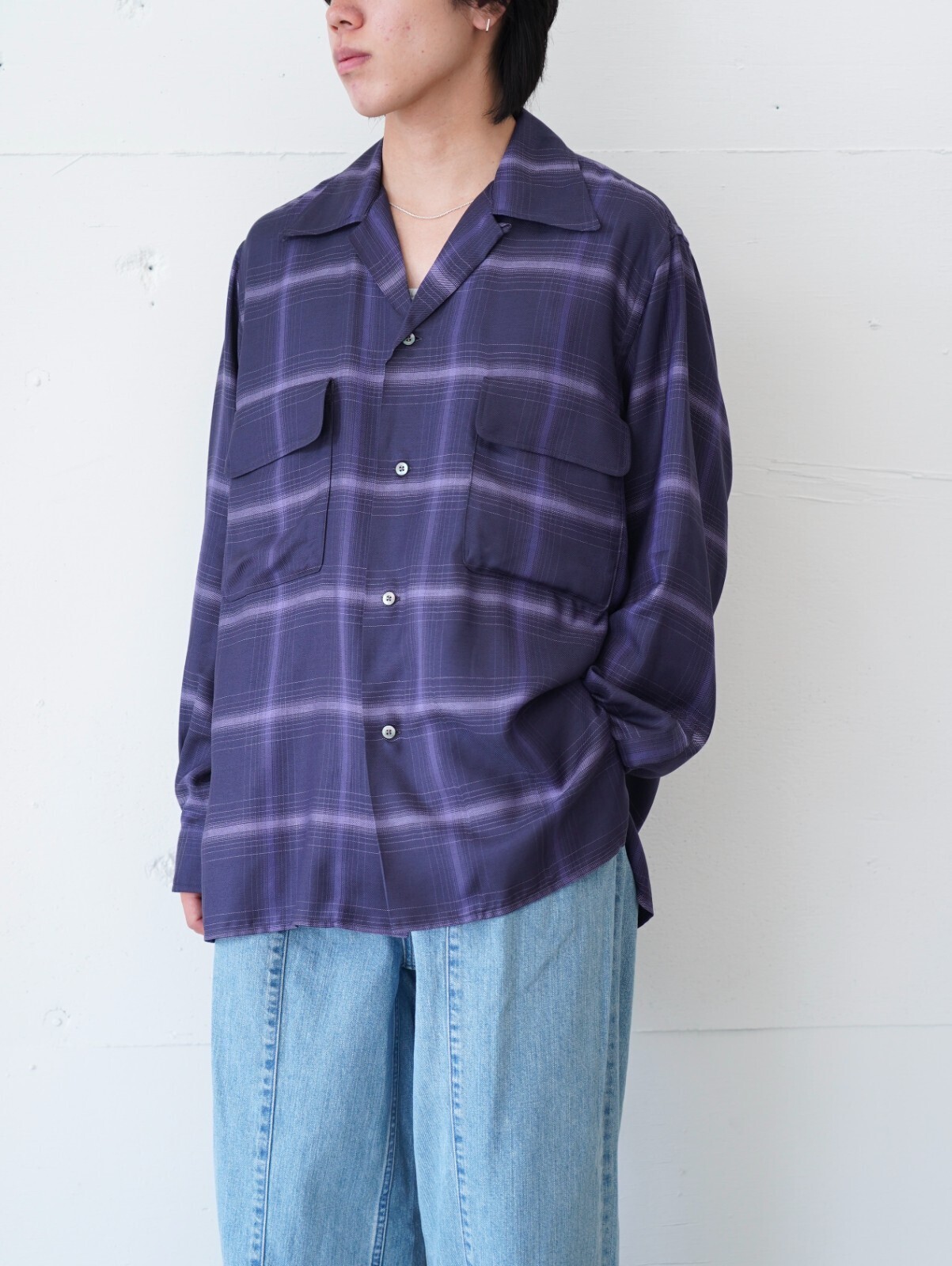 YOKE WOMENS & MENS Ombre Plaid Wpocket Shirt IMAGE16