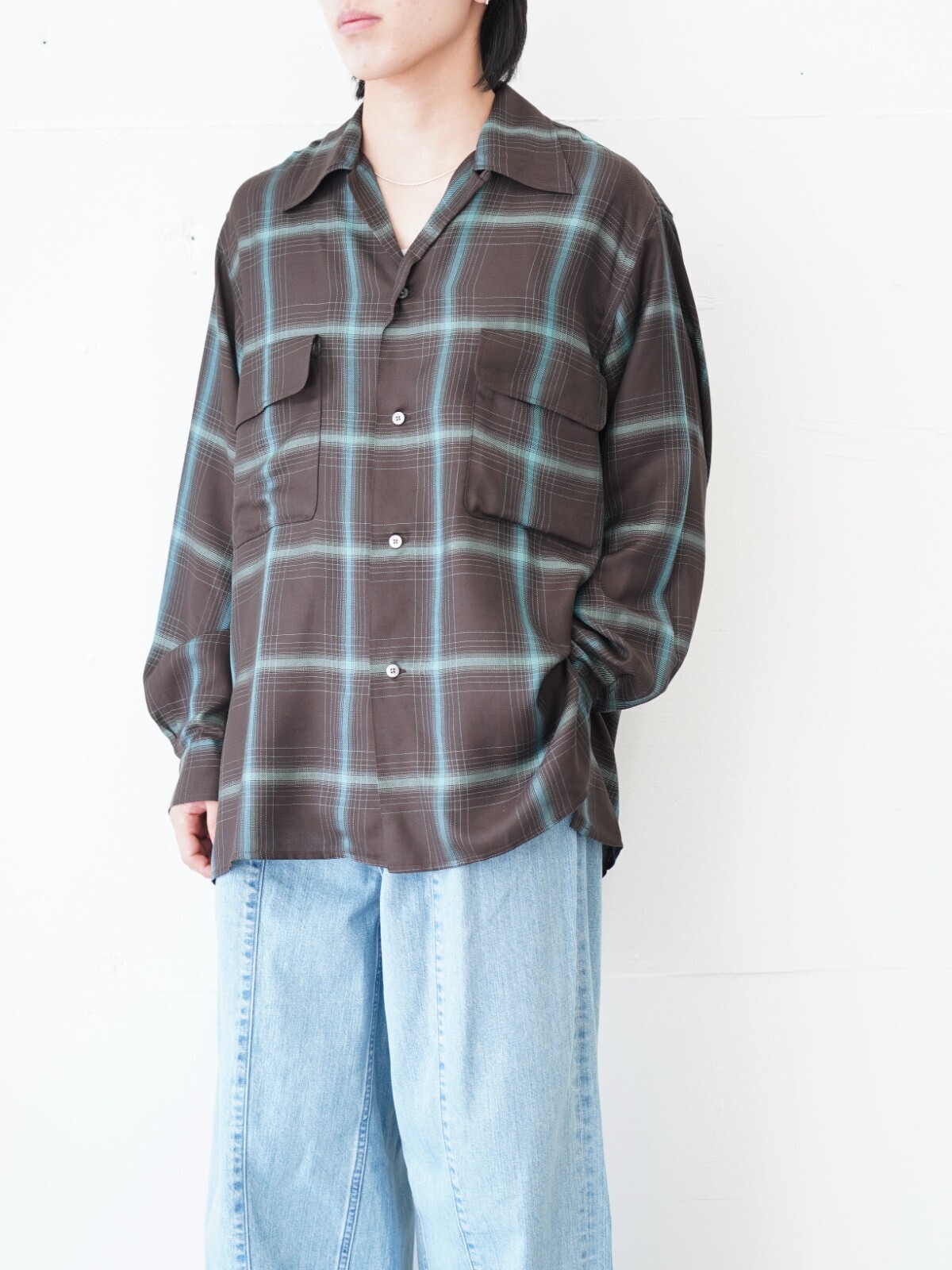 YOKE WOMENS & MENS Ombre Plaid Wpocket Shirt IMAGE4