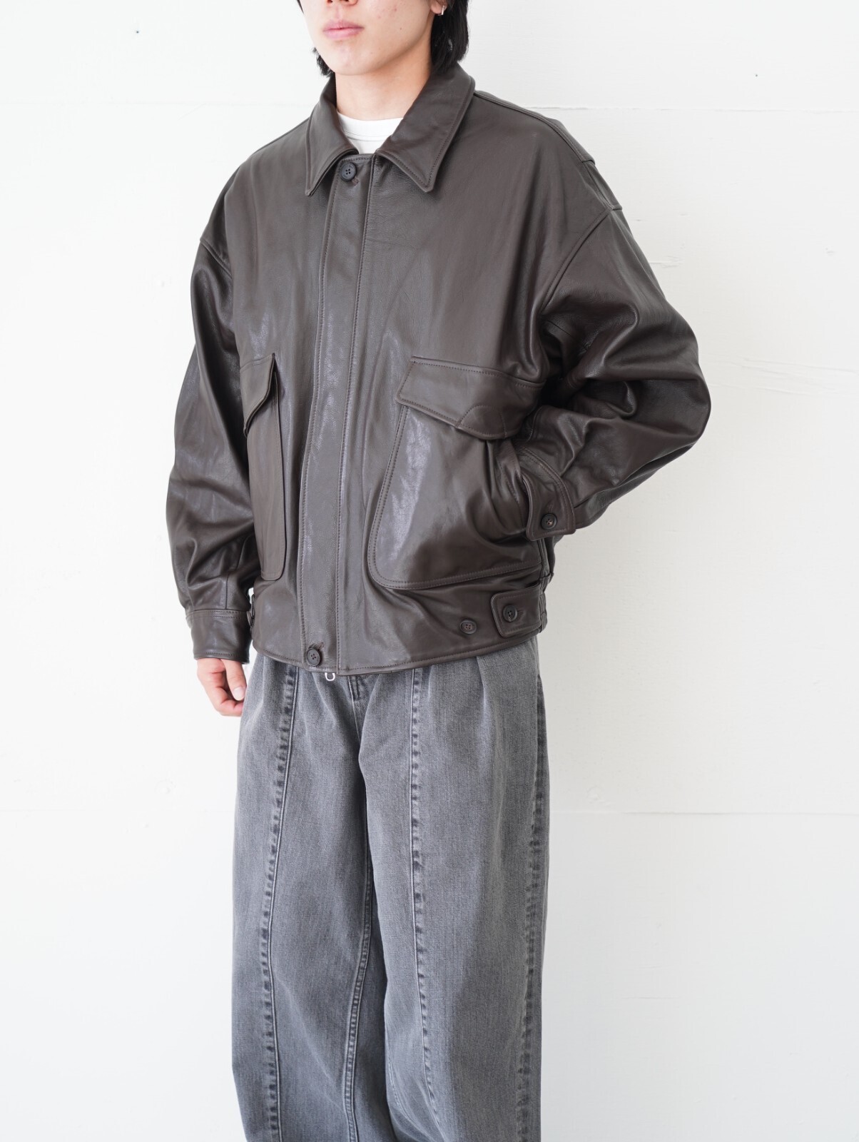 YOKE WOMENS & MENS Leather Flight Jacket (25AW) IMAGE17