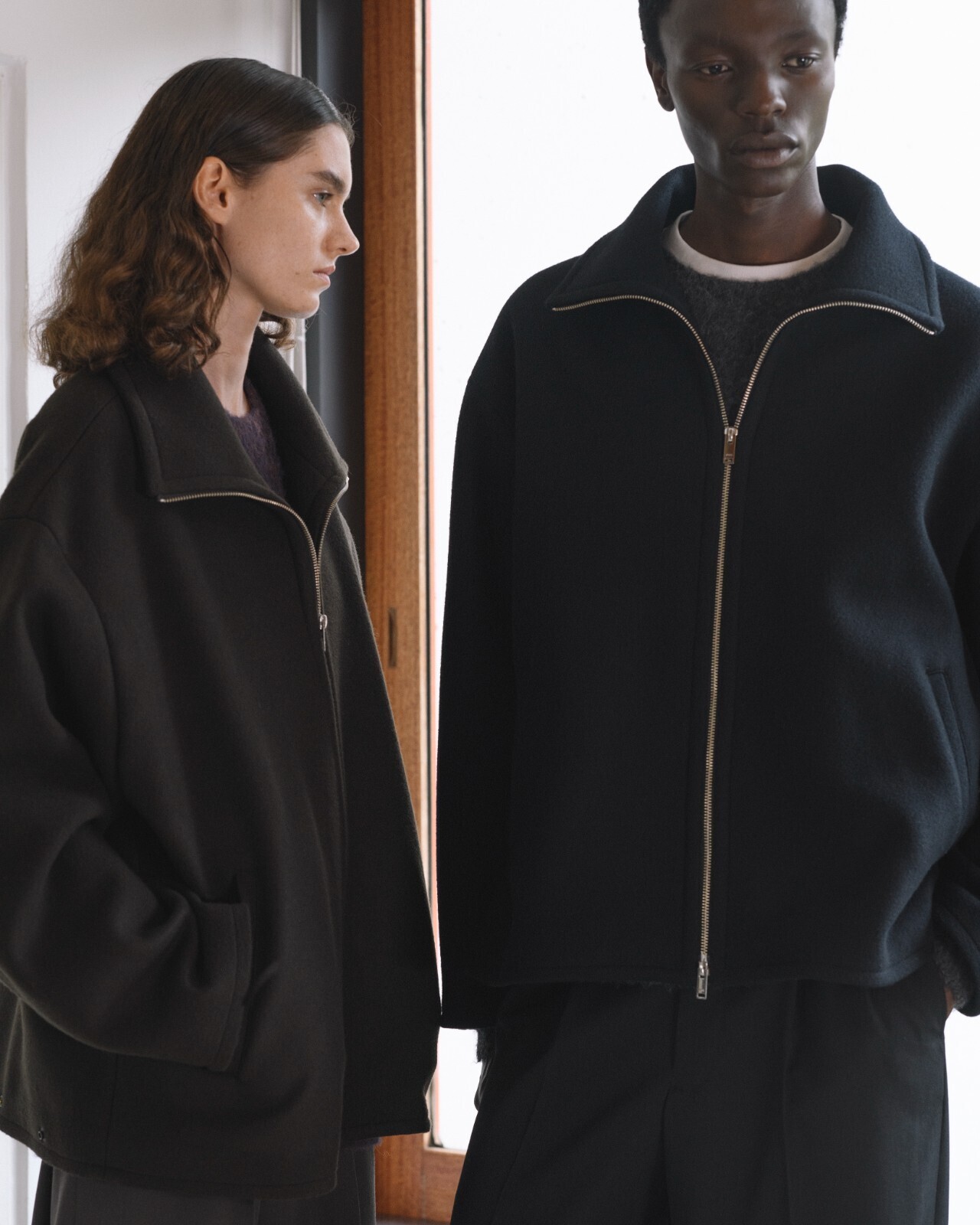 YOKE MENS Melton Stand Collar Zip Blouson IMAGE15