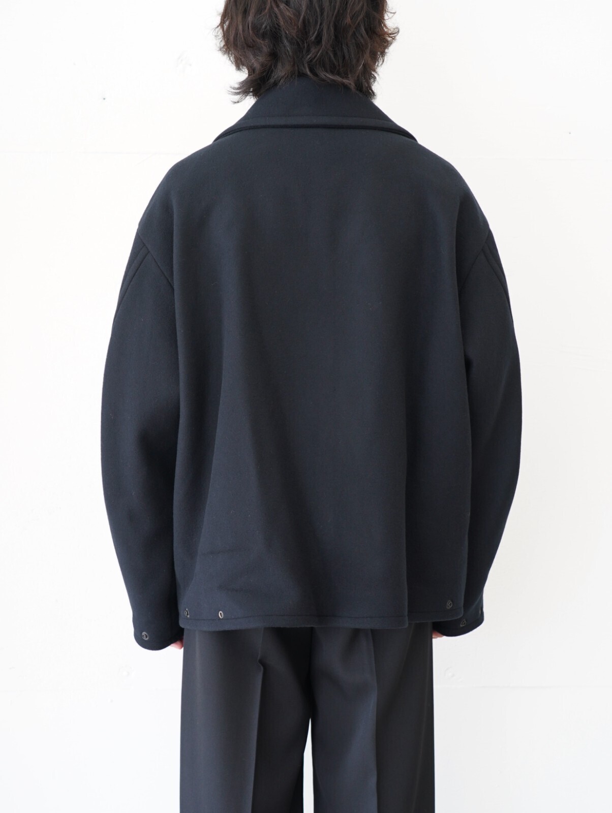 YOKE MENS Melton Stand Collar Zip Blouson IMAGE3