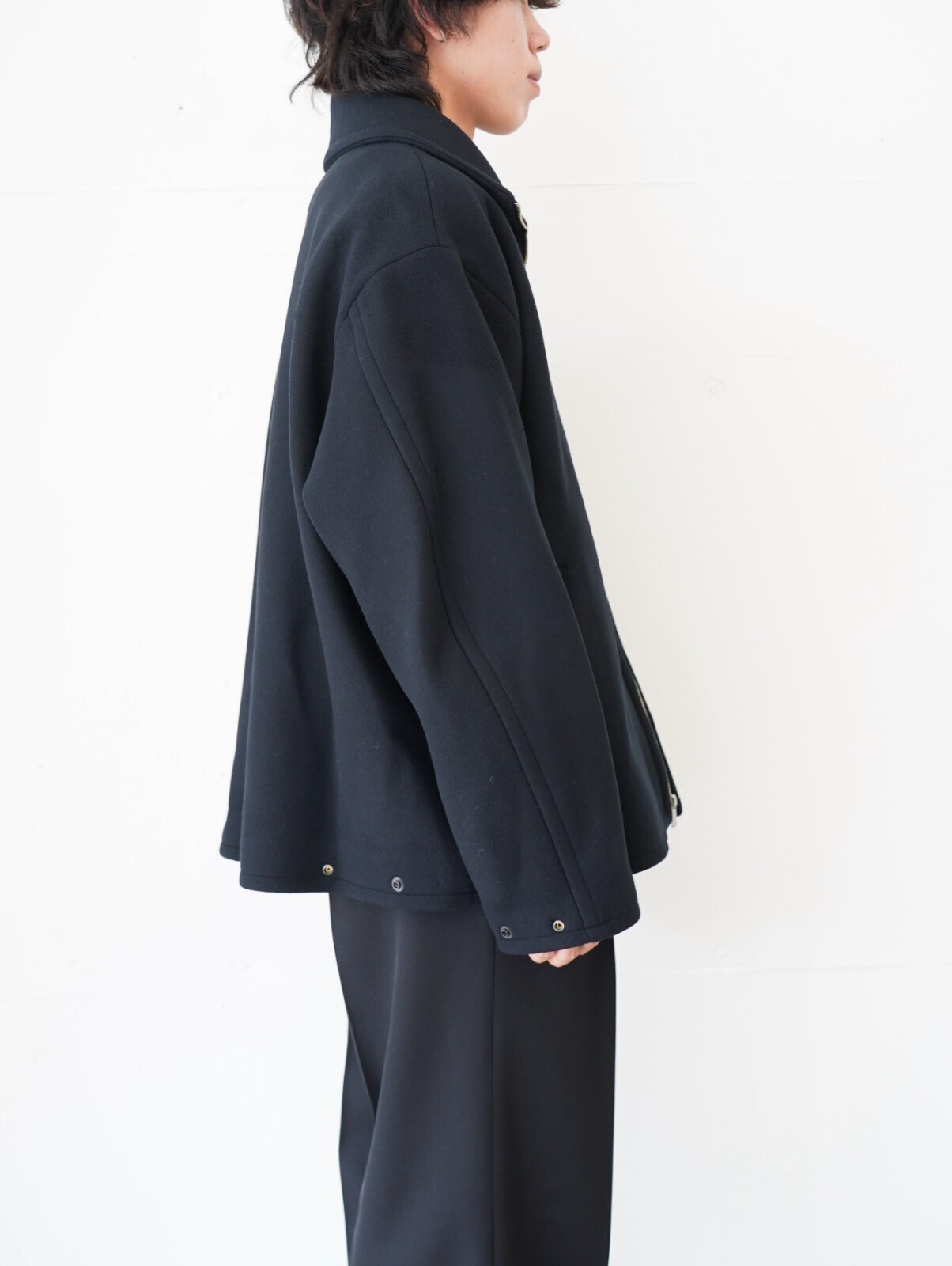 YOKE MENS Melton Stand Collar Zip Blouson IMAGE2